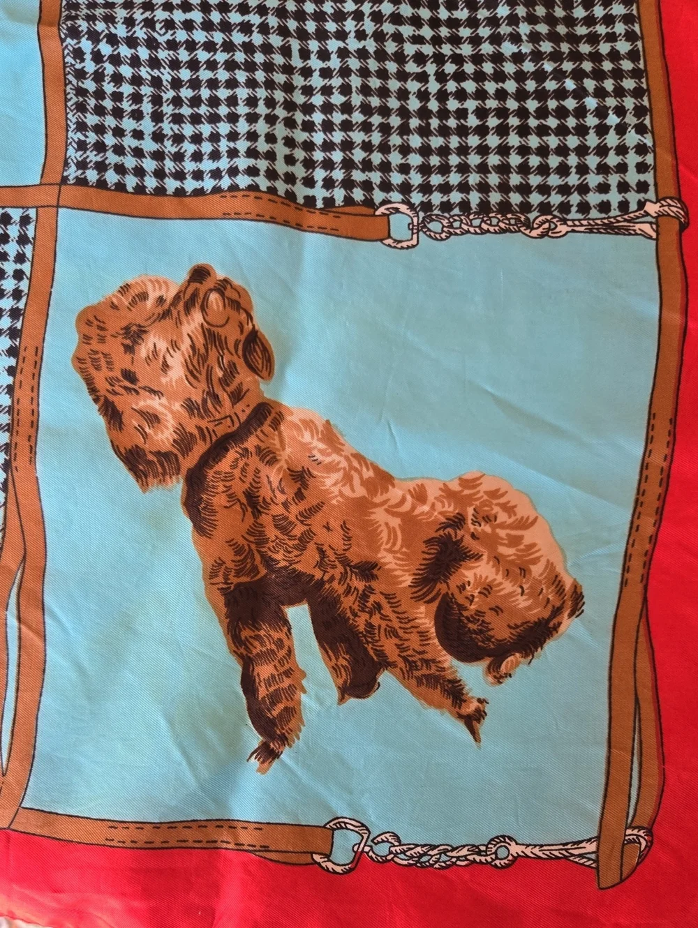 27 X 27 Square Vintage Dog Scarf Double Sided Red & Blue
